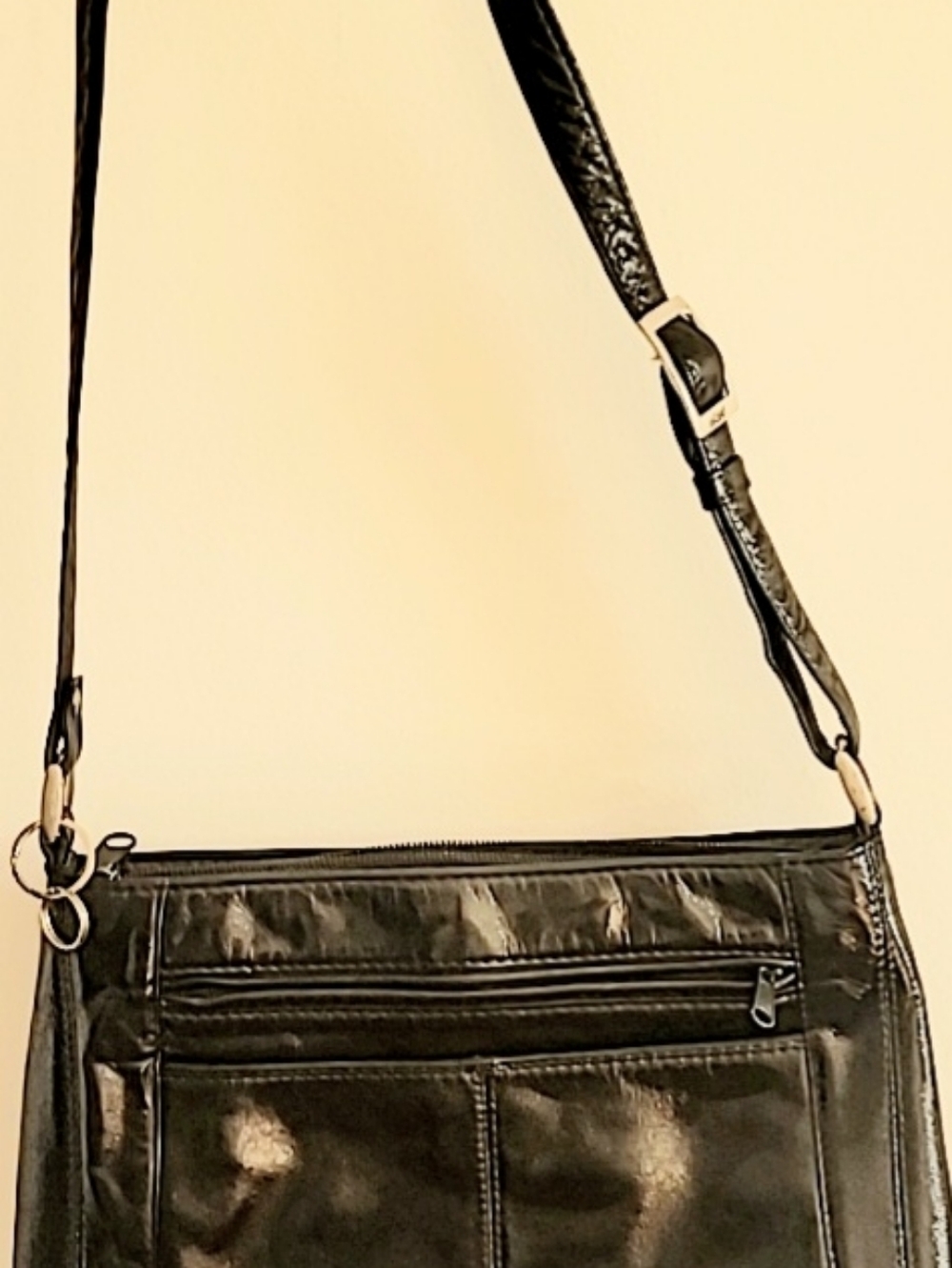 Derek Alexander Classic Black Patent Crossbody Bag - Sleek Everyday Style
